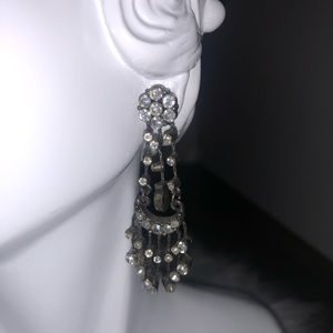 Silver crystal pierced earrings
